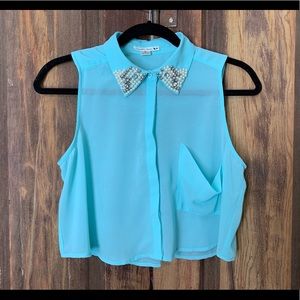 NWOT DOUBLE ZERO chiffon button up sleeveless tank